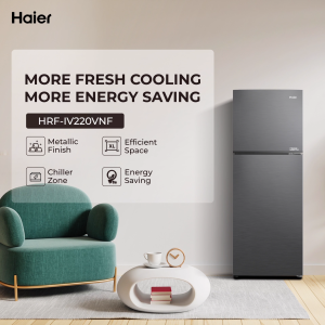 [TOP SELLER] Haier HRF-IV220VNF (BS) 7.5 cu.ft./211L Fresh Cooling No Frost Twin Inverter Two Door Refrigerator (Silver Black)
