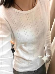 Áo Thun Nữ Cổ Tròn Tay Dài Khoét Sâu Họa Tiết Hoa Phong Cách Hàn Quốc Mùa Thu Thường Ngày Cotton 92% Spandex 8%