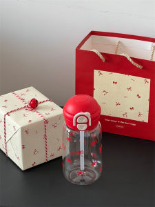 Christmas Gift Packaging Ins Style Elegant Wine Red Bow Knot Practical PC Material Water Cup Takeaway Souvenir Box