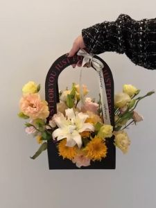 Box Flower Packaging Bouquet Bunga Mothers Day Flower Box Kotak Bunga Tangan Kertas Dengan Desain Terbuka