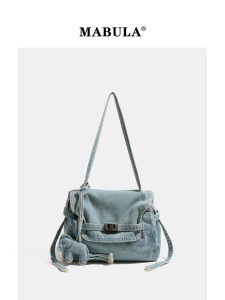 MABULA | Vintage Washed Denim Tote Womens Multi-Purpose (Hand & Shoulder) Bag