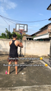 BEIGE Ring Basket Portable Tinggi Bisa Diatur 1.35-3.05m Stand Bola Basket Anak Mudah Dipindah