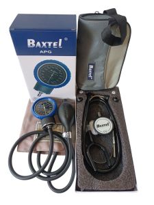 APG Baxtel Aneroid BLUE Ring Blood Pressure Monitor With BLACK Deluxe Stethoscope