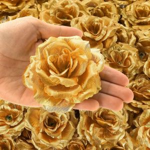 30Pcs Gold Artificial Flowers 8CM Fake Flower  Christmas Decoration Xmas Tree for Home Decor New Year 2026 Gifts Accessories
