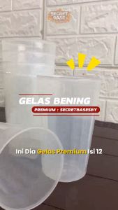 (ISI 12pcs) GELAS BENING PREMIUM - Gelas 1 Lusin Aesthetic / Cangkir Plastik Lusinan