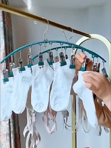 30 Clips Stainless Steel Laundry Drying Rack Windproof Socks Hangers with Clips Space Saving