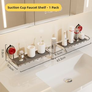 TOOLCLUB | Suction Cup Stainless Steel Bathroom Shelf