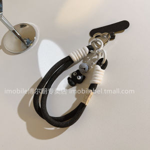 Internet Celebrity Ins Stain-Resistant Black Phone Case Lanyard Wrist Strap Durable and Strong for Going out Mobile Phone Charm Nylon Rope Student Sister Schoolbag Pendant Carrying Strap Cartoon Black Cat Cat Gray Bell Car Key Pendant