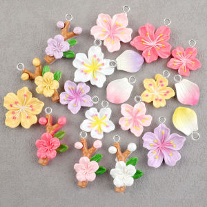 10PCS Shiny Peach Blossom Series Flat Back Charms For Earrings Bracelet Hairpin DIY Jewelry Pendants Decoration Accessories