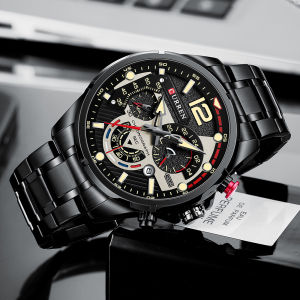 CURREN 8395 Fashion Quartz Watches Men Casual Sport Wristwatch with Stainless Steel Chronograph Dial Clock with Luminous