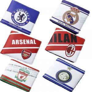 PU Wallet Color Printing football Juve Chelsea Barcelona Real Madrid Arsenal Liverpool Coin Purse Card Holder HD Colorfast Fans Souvenir