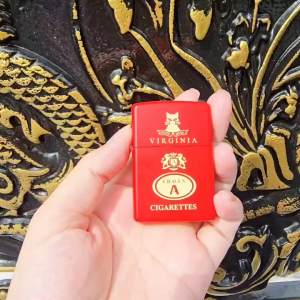 Bật Lửa Zippo Sơn Tĩnh Điện CRAVEN-A Màu Đỏ Đời K15 Đáy Vàng - Fullbox Có Tem Đỏ ( Tặng Đá Bấc) Hột Quẹt Xăng Đá Zippo