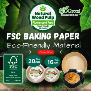 FSC Air Fryer Baking Paper Liners (Parchment Paper) -16cm & 20cm (50pcs per pkt)