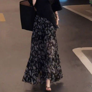 กระโปรงทรงเอเอวสูง ผ้าฝ้ายผสมโพลีเอสเตอร์ ทรงหลวม ทรงเข้ารูป แขนยาว เอวสูง กระโปรงทรงเอ ทรงเข้ารูป กระโปรงทรงเอ