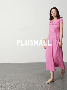 Romantic Pheromone Cotton Linen Blend Dots Print Elegant Vacation V Neck Waist Shaping Dress