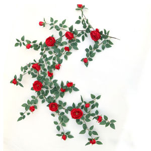 Decorative Artificial Rose Vine Wall Decoration Fake Flower Branches Air Conditioning Water Pipe Background Landscape Realistic Roses