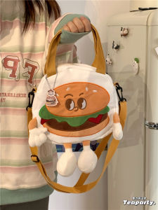 INS กระเป๋าสะพายไหล่ลายการ์ตูนน่ารักสไตล์เกาหลีกระเป๋าผ้าใบผู้หญิงกระเป๋าสะพายข้างนักเรียนสาวแบ๊วชิคๆสไตล์ญี่ปุ่นน่ารัก