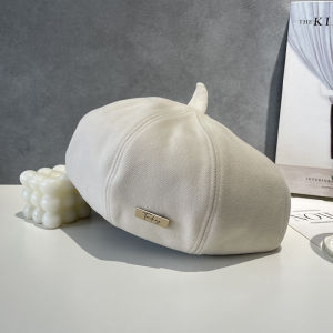 Sweet Autumn Winter Beret Hat Womens Fashion Small Letter Logo Simple Stylish Pure Color Pumpkin Hat Casual No Brim Cap