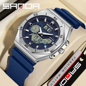 Sanda | SANDA G Style Digital Men Watches Dual Display Three Time Waterproof Shock Sports Watch Military Countdown Male LED Quartz Clock