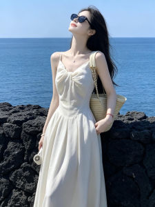 LIRUSHAN | French Gentle Elegant Slim Waist White Summer New Arrival Dress