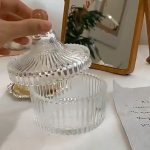European Glass Candy Cup Creative Lid Jar Tray Fruit Candy Bucket Storage Biscuit Sugar Snack Tea Coffee Food