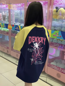 Vintage Pure Cotton Short Sleeve T-Shirt Women Students Summer Spider Letter Loose Shoulder Insertion Top Sweet Cool Style