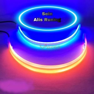 Lampu DRL Alis 30CM Slim Flexible 2 Warna Led Sen Running Kuning Senja Biru Waterproof Universal Vario Beat Scoopy Aerox Lexi Pcx Honda Yamaha Suzuki DLl