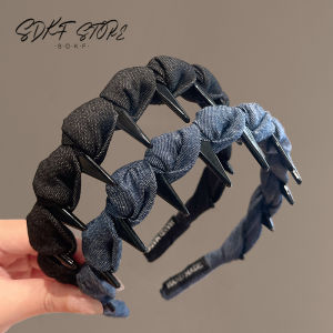 High-End Denim Hairband Womens High Hairline Anti-Slip Hair Ties Headband with Hair Fresh out Korean Style Fashion Accessories