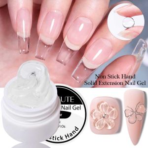 LILYCUTE | LILYCUTE 8ml Clear Non Stick Hand Solid Extension Nail Gel Polish Carving Flower Construction Nail Art Gel Acrylic Hard Varnish