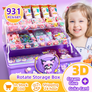 💗ของเล่นDIY ชุดทำพวงกุญแจ diy พวงกุญแจdiy สติ๊กเกอร์ กาวครีม ชุดวัสดุแฮนด์เมด ของเล่นเด็กผู้หญิง,(683931 ชิ้น)