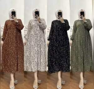 {TERLARIS} NEW MIDI DRESS GAMIS RAYON PREMIUM TERBARU 2025/GAMIS MIDI WANITA DEWASA KEKINIAN/MIDI DRESS RAYON TWILL JUMBO BUSUI LD 120