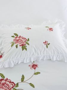 Princess Style Embroidered Pure Cotton White Pillowcase Single Person Vintage Lace 80s Nostalgic Pillow Cover Full Cotton Pair