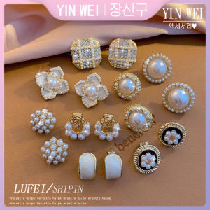 Fashion pearl earclip female ear hole 2024 new earrings temperament niche light luxury earrings