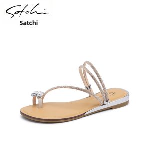 French Style Crystal Flat Womens Shoes Two-way Wearing