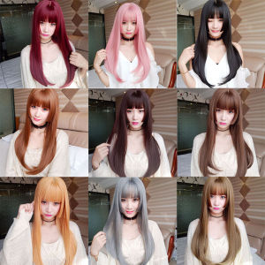 Wig Female Long Straight Hair Two-Dimensional Full-Head Wig Princess Cut Lolita Jellyfish Head Hime Cut Japanese Style Han Dynasty Anime