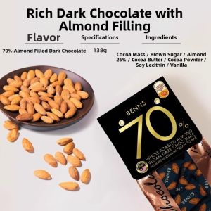 Benns | Pure Cocoa Butter Hazelnut Nuts Filled Dark Chocolate