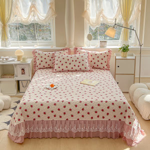 Little Red Book Recommendation Three-Piece Bed Cover Set Bed Skirt Pure Cotton Bedspread Princess Style Cotton Non Slip Lace Bed Sheets Quilted Thick