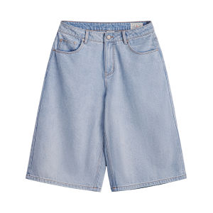 MADENGGONGZHUANG | American Vintage Denim Light Blue Wash Mens Shorts