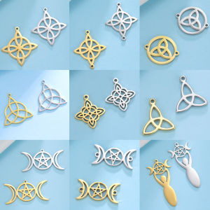 5 pieces of Witch Rune Vintage Celtic Knot DIY Bracelet Necklace Pendant Stainless Steel Jewelry Making Accessories Gift