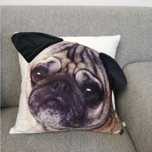 3D Big Ear Cushion Cover Pug Dog Print Pattern Home Decor Throw Pillow Cases Pets Decor Cushion Covers Sofa Bedroom Decoration