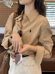 Casual Style Embroidered Pure Cotton Linen Shirt for Women Lightweight Summer Outerwear Loose Fit Long Sleeve Button-up