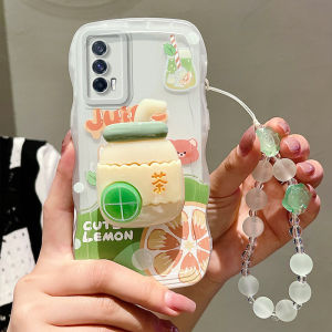 Lemon Pattern Phone Case Bracelet for VIVO iQOOneo5 Protective Simple Personalized Silicone Stand Fashionable Korean Style