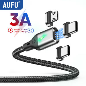 AUFU Magnetic Cable 3A Fast Charging Type C Phone Data Cord For iPhone Xiaomi Huawei Realme Magnet Charger Micro USB Cable Wire