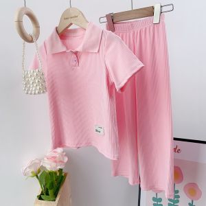 Bear Leader Girls Summer Clothing Sets Fashion New Solid Color Polo Short Sleeve T-shirt + Pants 2pcs Korean Sport Suits Outfits for Kids 2-7 Years