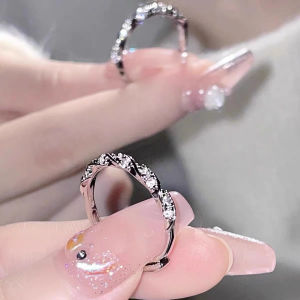S925 Silver Diamond Encrusted Ring for Women Open Style Wrapped in Love River Fashionable Minimalist Luxury Ins Wind Ring
