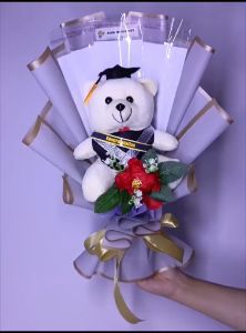 Buket Boneka Wisuda dan Slot Uang Kosong (Free Custom Selempang)