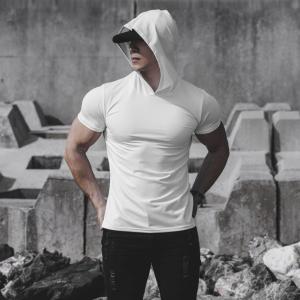 Mens Sportswear Training Top Ice Silk Quick Dry Short Sleeve Hoodie Polyester Fiber Moisture Wicking Casual T-Shirt