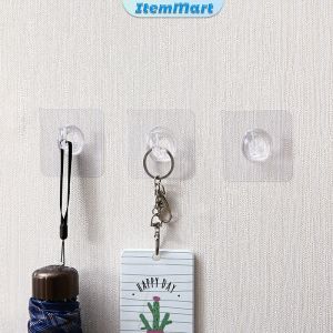 ItemMart Adhesive Wall Hook Reusable Anti-skid Traceless Heavy Duty Stick on Bathroom Kitchen 10 Pcs