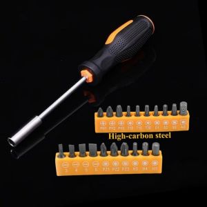 S2 Alloy Steel Hexagonal Screwdriver Socket Kit Magnetic 25mm Long T-I Type Handle Household Repair Tool Set
