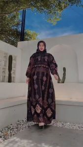 Gamis Silk Premium Motif Terbaru Pakaian Wanita Muslimah Set Jilbab Baju Mayung